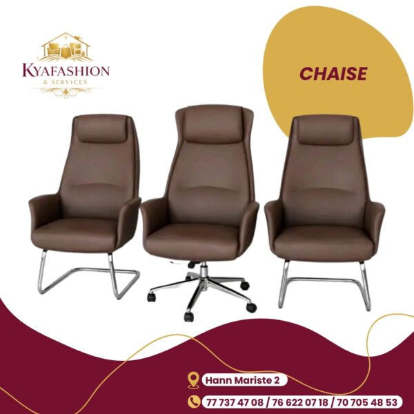 Ensemble fauteuils direction cuir marron