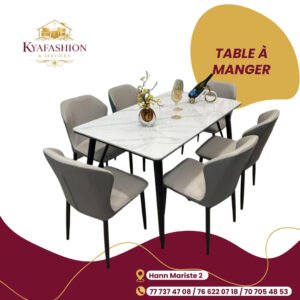Table a manger marbre blanc 6 chaises grises
